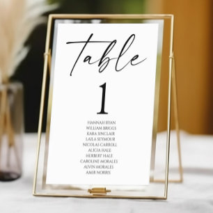 Minimal Minimalist Elegant White Black Wedding Table Number