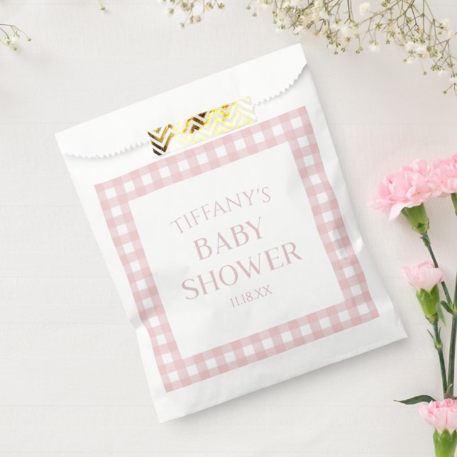 Minimal Minimalist Pink Plaid Baby Shower Favour Bag (Sealed)