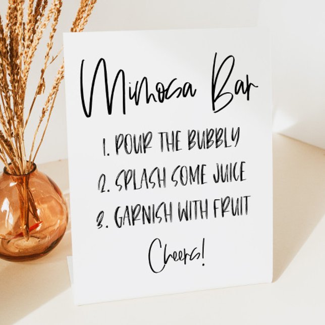 Minimal Minimalist Plain Simple Basic Mimosa Bar  Pedestal Sign (Creator Uploaded)
