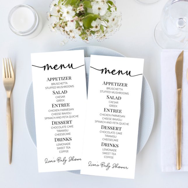 Minimal Minimalist Simple Basic Baby Shower Food Menu (Creator Uploaded)