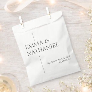 Minimal Minimalist Simple Black White Wedding Favour Bag