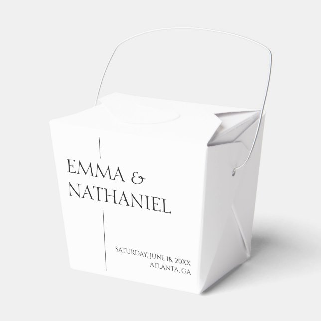 Minimal Minimalist Simple Black White Wedding Favour Box (Front Side)