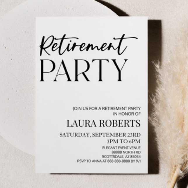 Minimal Minimalist Simple Elegant Retirement Party Invitation (Creator Uploaded)