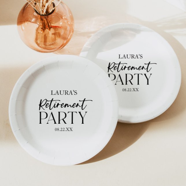 Minimal Minimalist Simple Elegant Retirement Party Paper Plate (Creator Uploaded)