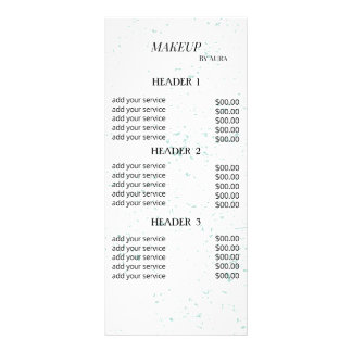 Minimal Mint Green Splatter Makeup Artist Price Li Rack Card