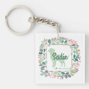 Minimal Mint Labrador   Custom Name & Photo Key Ring