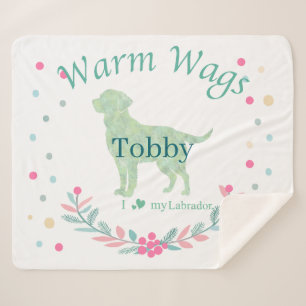 Minimal Mint Labrador Retriever Custom Christmas Sherpa Blanket