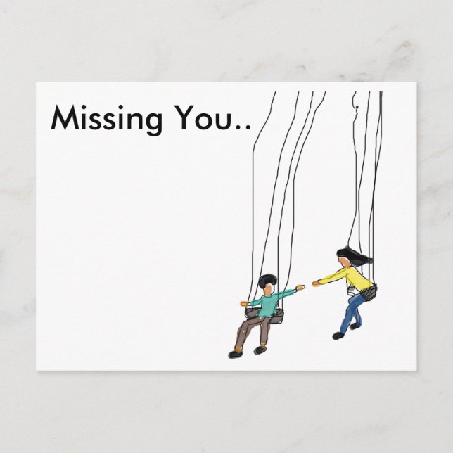 Minimal Missing you postcard with illustrated art (Front)