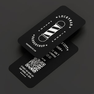 Minimal Mobile Barber Barbershop Black Business Card