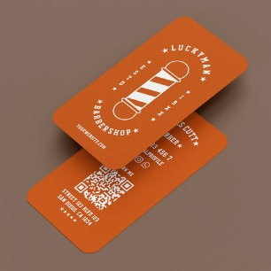 Minimal Mobile Barber Orange Barbershop Business Card