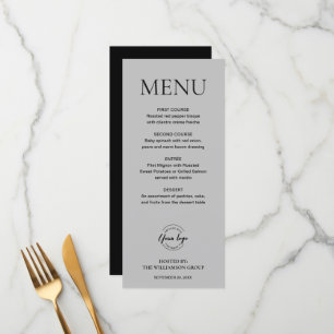 Minimal Mod Grey Black Corporate event logo Custom Menu