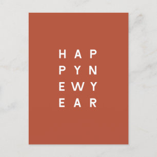 Minimal Mod Orange Typography Photo New Year Holiday Postcard