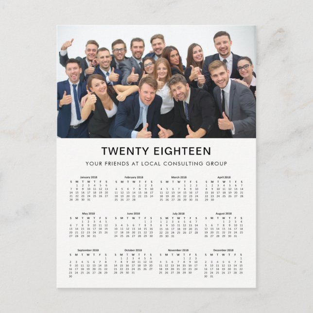 Minimal Modern | 2018 Company Photo Calendar Postcard (Front)