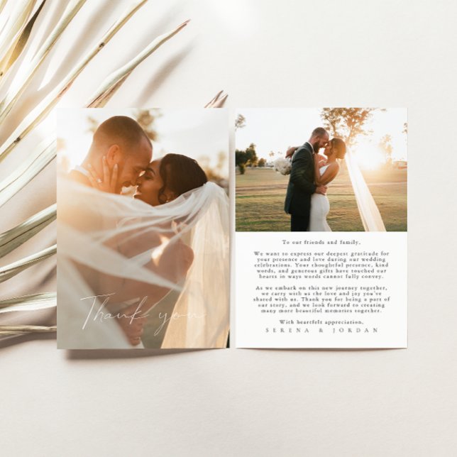 Minimal Modern 2 Photo Wedding Thank You Card (Creator Uploaded)