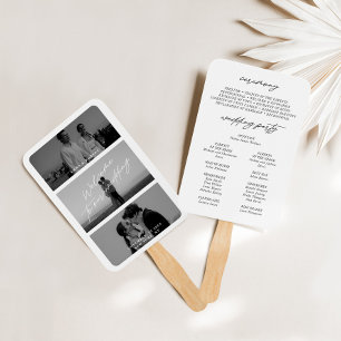 Minimal Modern 3 Photo Wedding  Program Fans 