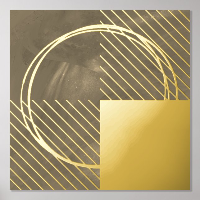 Minimal Modern Abstract Brown Gold Foil Prints (Front)