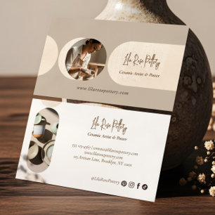 Minimal Modern Abstract Photo Handmade Pottery Business Card