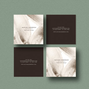 Minimal modern abstract watercolor black and white square business card