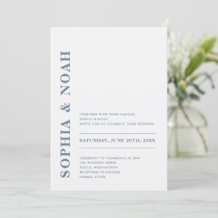 Minimal Modern Alice Blue Elegant Wedding Invitation