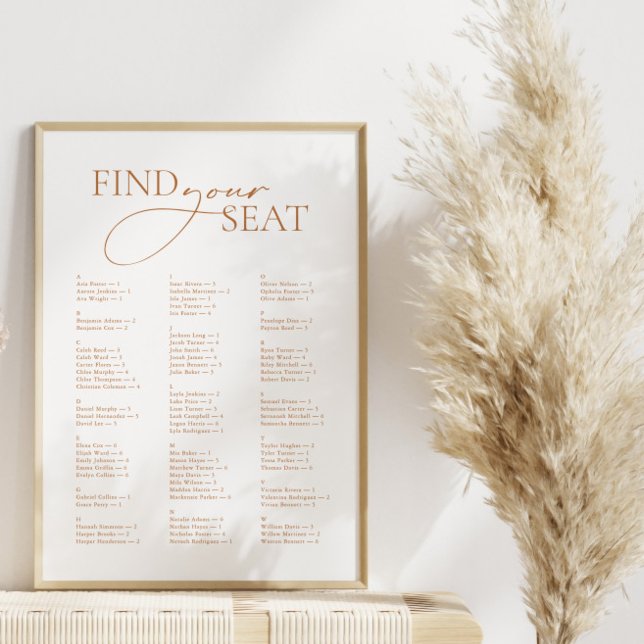 Minimal Modern Alphabetical Find Your Seat Wedding Poster (Creator Uploaded)