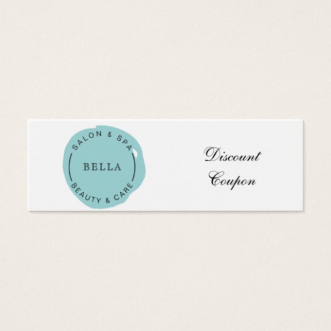 Minimal Modern Aqua  Salon and Spa Discount Card (Front)