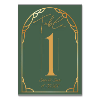 Minimal Modern Arch Wedding | Olive & Gold  Table Number