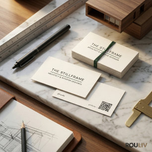 Minimal Modern Architect   QR Code Warm White Business Card