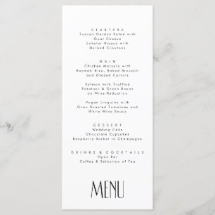 Minimal Modern Art Deco Typography Wedding Menu
