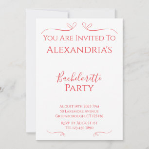 Minimal Modern Bachelorette Party Invitation
