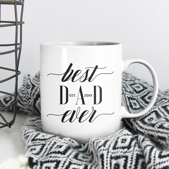 Minimal Modern Best Dad Ever Script Father's Day Coffee Mug (Creator Uploaded)