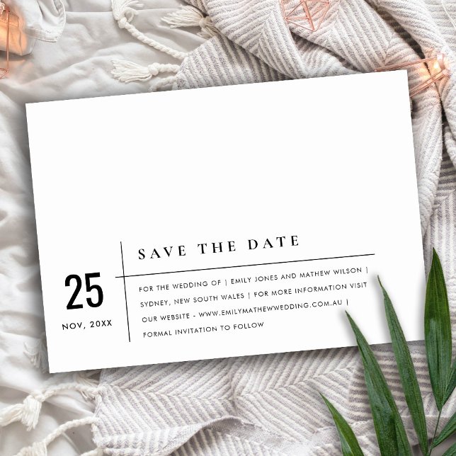 MINIMAL MODERN BLACK AND WHITE TYPOGRAPHY WEDDING SAVE THE DATE (Creator Uploaded)