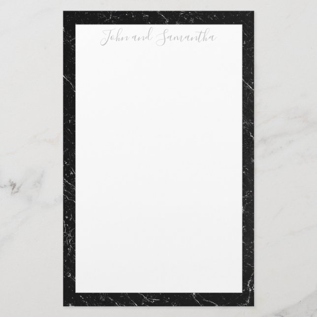 Minimal Modern Black Marble Wedding Stationery (Front)