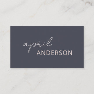Minimal Modern Black Navy Blush Pink Script Business Card