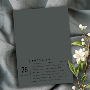 MINIMAL MODERN BLACK ON BLACK TYPOGRAPHY WEDDING THANK YOU CARD