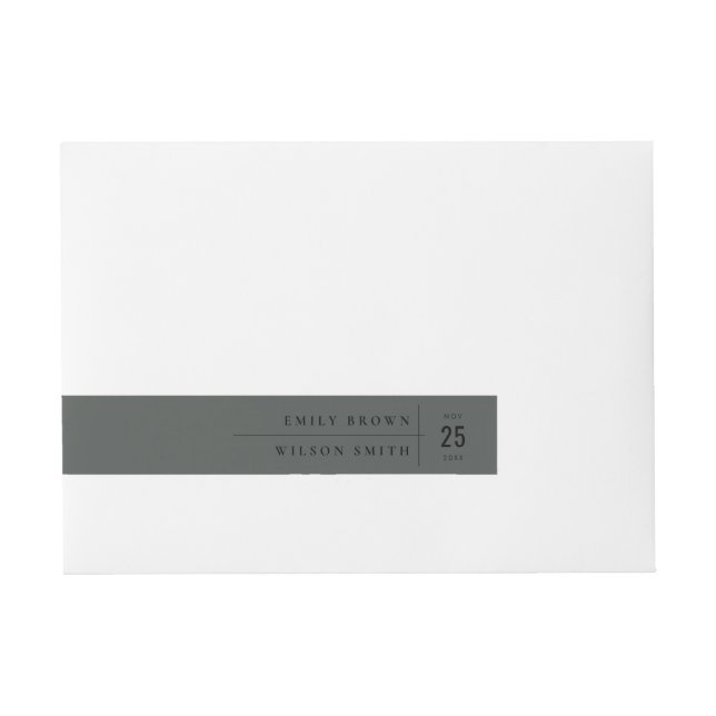MINIMAL MODERN BLACK ON BLACK TYPOGRAPHY WEDDING WRAPAROUND ADDRESS LABEL (Front)