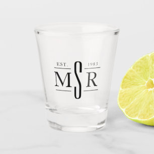 Minimal Modern Black Personalized Custom Monogram Shot Glass