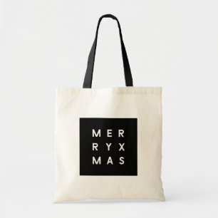 Minimal Modern Black Typography Merry Xmas Tote Bag