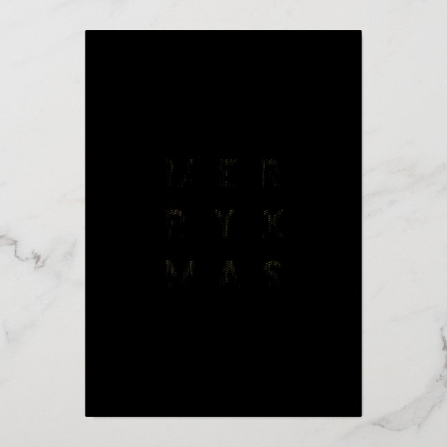 Minimal Modern Black Typography Photo Merry Xmas  Foil Holiday Card (Front)