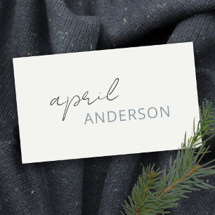 Minimal Modern Black White Dusky Grey Script  Business Card