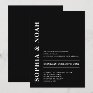 Minimal Modern Black & White Elegant Wedding Invitation