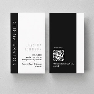 Minimal Modern Black & White Mobile Notary Public Business Card