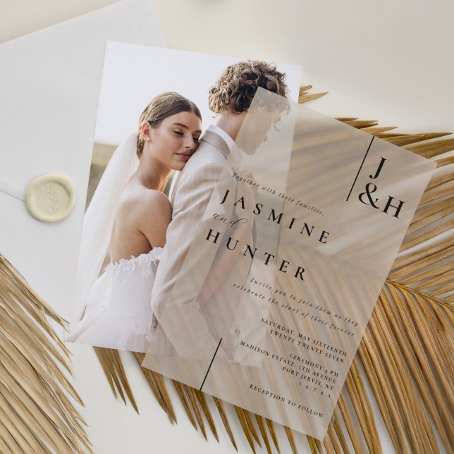 Minimal Modern Black & White Monogram Wedding Vellum Invitations (Minimal Modern Black & White Monogram Wedding Vellum Invitations)