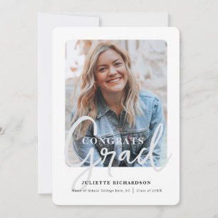 Minimal Modern Black White Photo Graduation Party Invitation