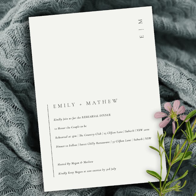 Minimal Modern Black White Rehearsal Dinner Invite (Creator Uploaded)