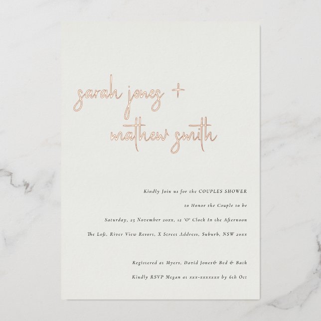 Minimal Modern Black White Script Couples Shower (Front)