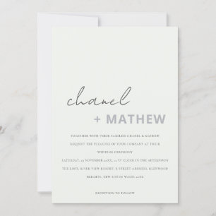 Minimal Modern Black & White Script Wedding Invitation