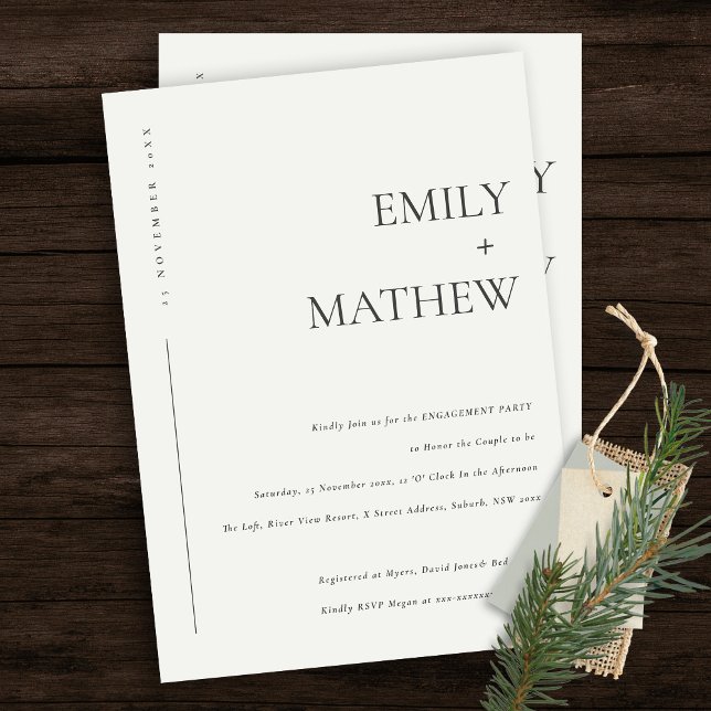 MINIMAL MODERN BLACK & WHITE TYPOGRAPHY ENGAGEMENT INVITATION (Creator Uploaded)