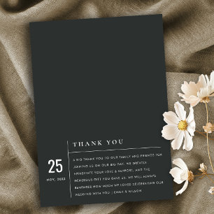 MINIMAL MODERN BLACK & WHITE TYPOGRAPHY WEDDING THANK YOU CARD