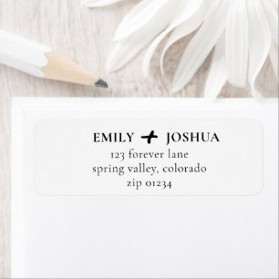 Minimal Modern Black White Wedding Return Address Label