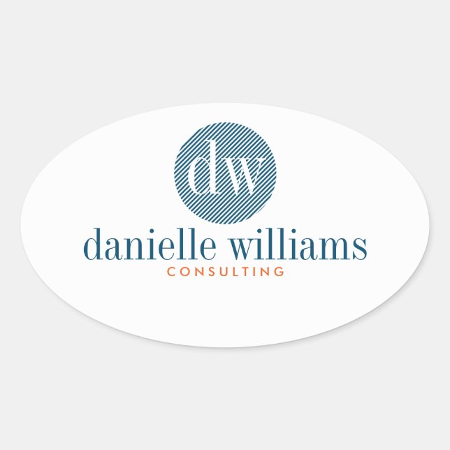 Minimal Modern Blue Circle White Background Oval Sticker (Front)